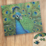 Peacock Feathers Jigsaw Puzzle<br><div class="desc">This gorgeous design is a digital image of a work of fiber art,  up close you can see the quilting and embroidery stitches. It would make a wonderful gift for someone who loves peacocks. Alternatively,  you could order some to sell in your gift shop.</div>
