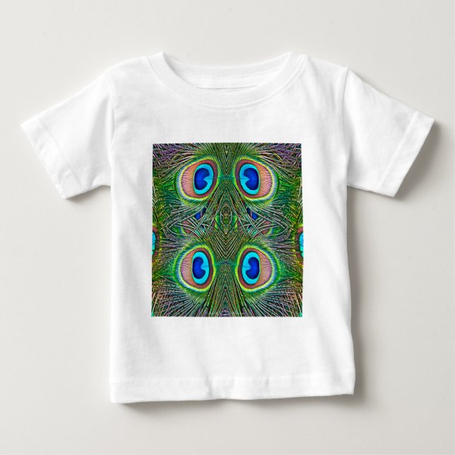 Peacock Feathers Kaleidoscope Print Baby T-Shirt (Front)