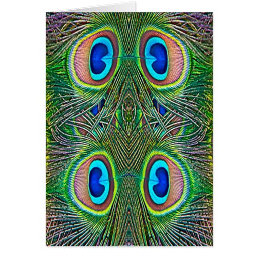Peacock Feathers Kaleidoscope Print Cards (Front)