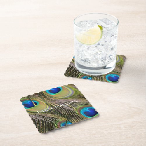 Peacock Feathers Kauai Hawaii Paper Coaster