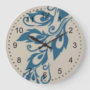 Peacock Feathers Large Clock