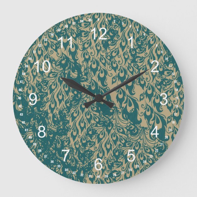 Peacock Feathers Large Clock (Front)