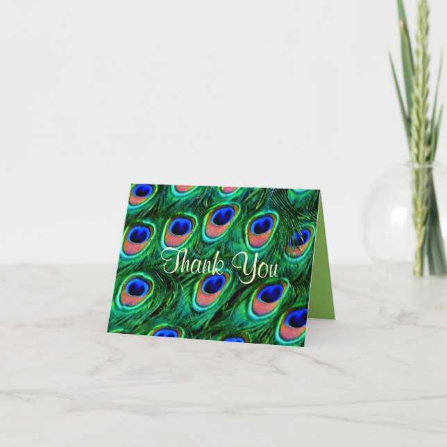 Peacock feathers_ letterpress thank you card (Front)