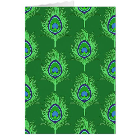 Peacock Feathers, Lime Green on Emerald Green Cards (Front)