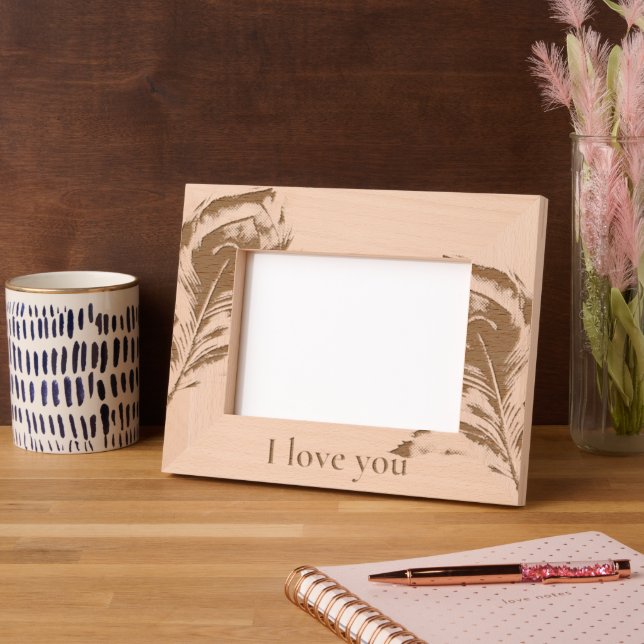 Peacock Feathers Love Engraved Frames (Left)