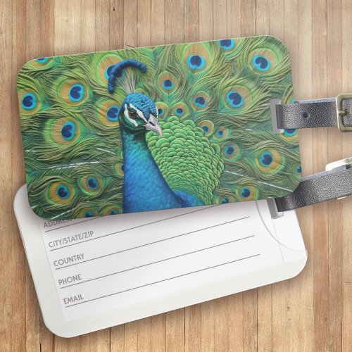 Peacock Feathers Luggage Tag