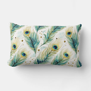 Peacock Feathers Lumbar Pillow