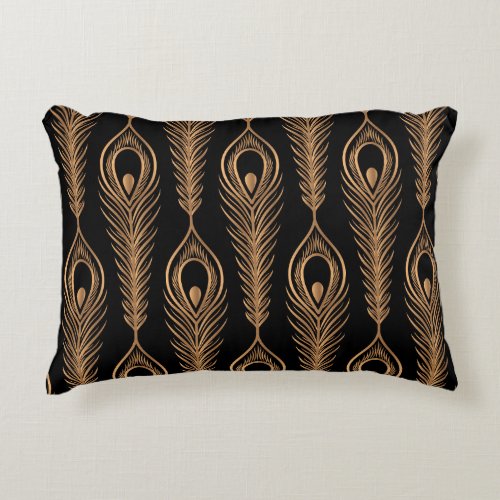 Peacock Feathers Luxury Oriental Pattern Accent Pillow