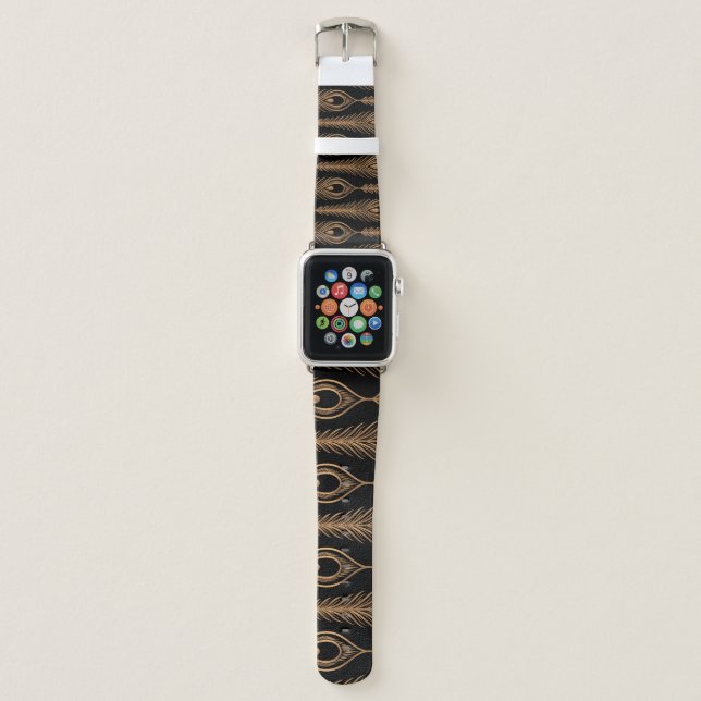 Peacock Feathers, Luxury Oriental Pattern. Apple Watch Band (Front)