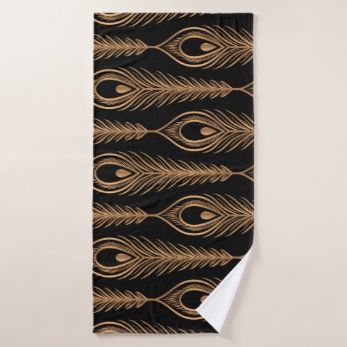 Peacock Feathers Luxury Oriental Pattern Bath Towel