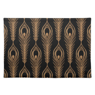 Peacock Feathers, Luxury Oriental Pattern. Cloth Placemat
