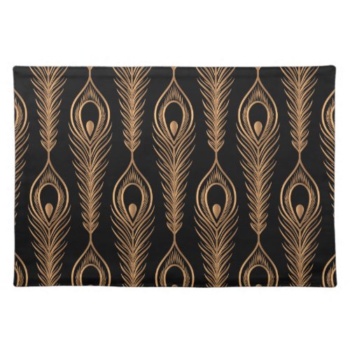 Peacock Feathers Luxury Oriental Pattern Cloth Placemat