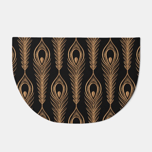 Peacock Feathers, Luxury Oriental Pattern. Doormat (Front)