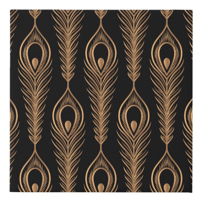 Peacock Feathers, Luxury Oriental Pattern. Faux Canvas Print (Front)