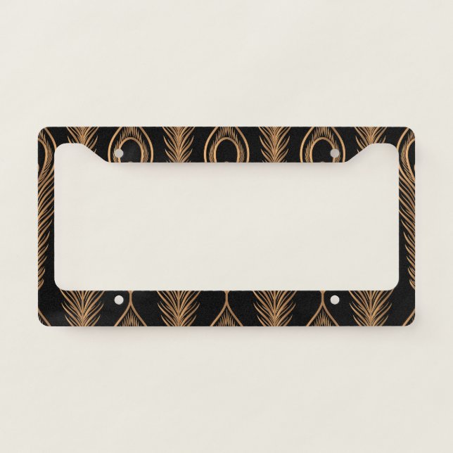 Peacock Feathers, Luxury Oriental Pattern. License Plate Frame (Front)