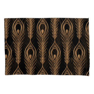 Peacock Feathers, Luxury Oriental Pattern. Pillow Case