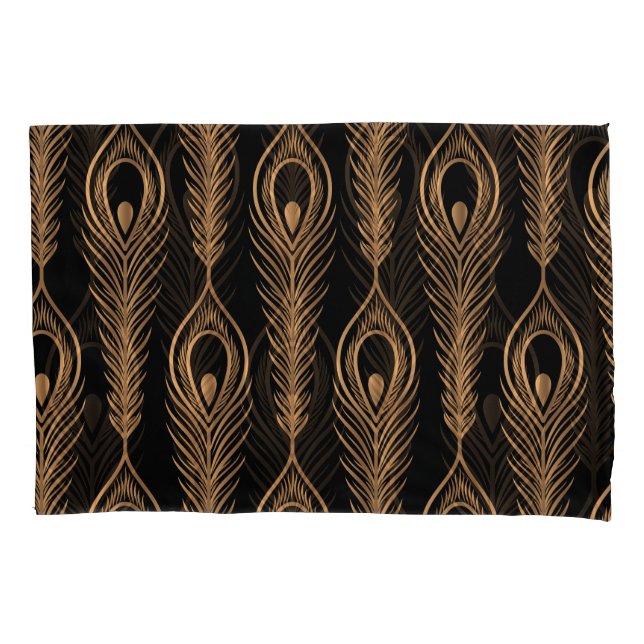 Peacock Feathers, Luxury Oriental Pattern. Pillow Case (Front)