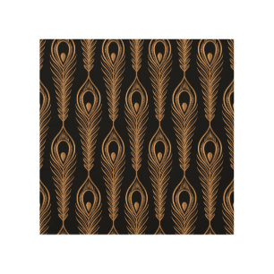 Peacock Feathers, Luxury Oriental Pattern. Wood Wall Art
