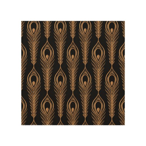 Peacock Feathers Luxury Oriental Pattern Wood Wall Art