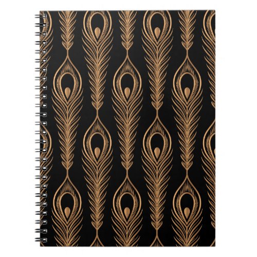 Peacock feathers luxury pattern seamless Oriental Notebook