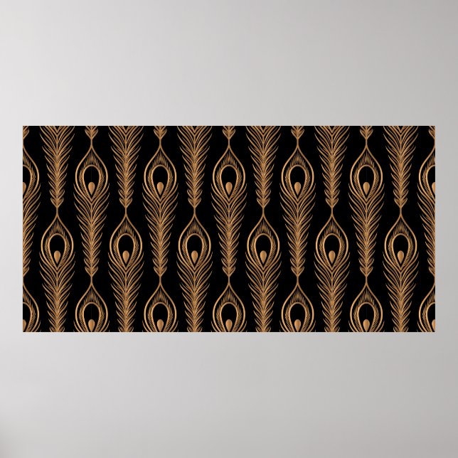 Peacock feathers luxury pattern seamless. Oriental Poster (Front)