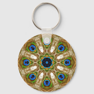 Peacock Feathers Magic Circle Keychain