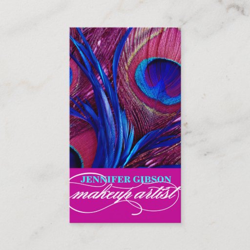 Customizable Peacock Feathers | Make-Up Artist Business Cards
