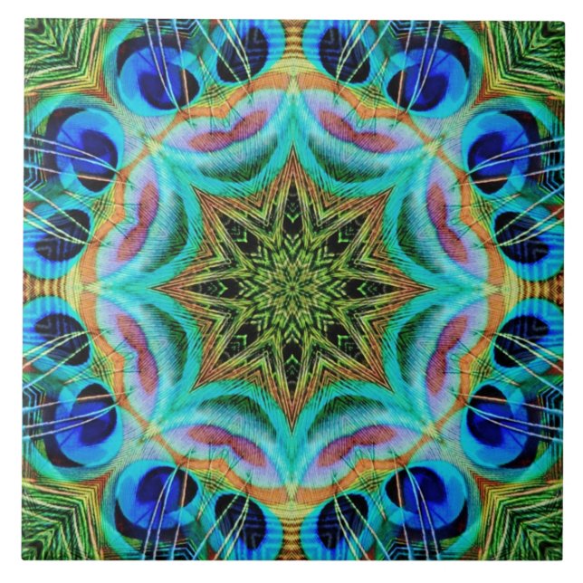Peacock feathers mandala tile (Front)