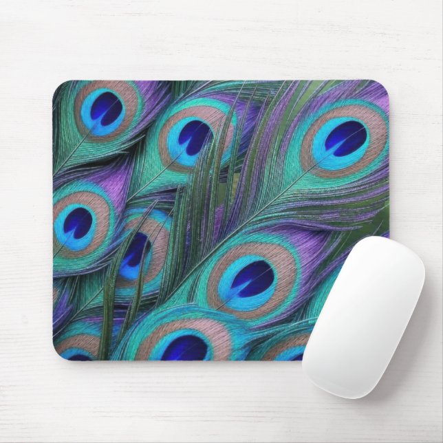 Peacock Feathers Mouse Pad (With Mouse)