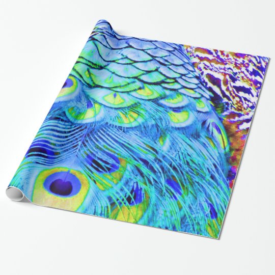 Peacock Feathers Multi Colors Wrapping Paper 9011