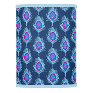 Peacock Feathers, Navy and Pastel Blue Lamp Shade
