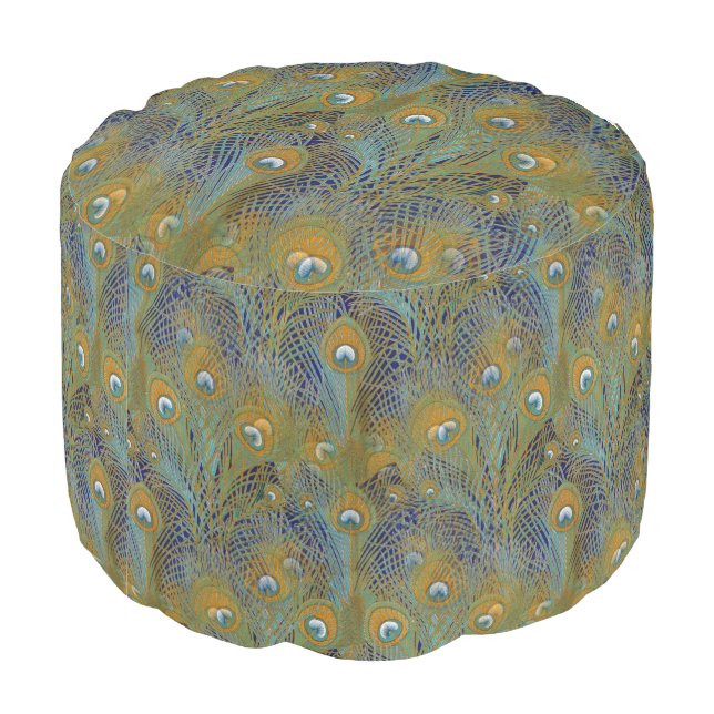 Peacock Feathers Ottoman (Angled Back)