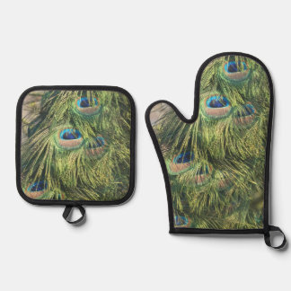 Peacock Feathers Oven Mitt & Pot Holder Set
