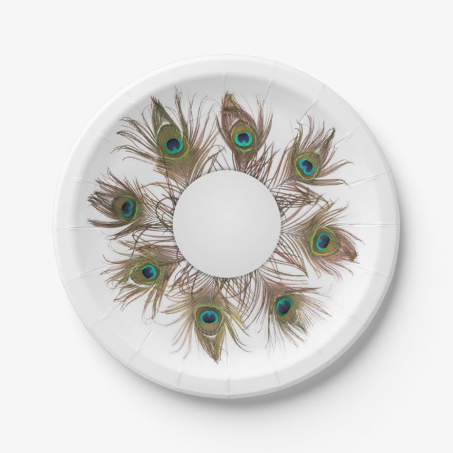 Peacock Feathers Paper Plate (Front)