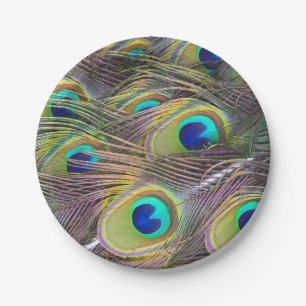 Peacock Feathers Paper Plates