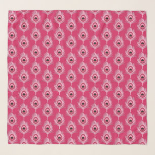Peacock Feathers, Pastel Pink on Fuchsia Pink Scarf