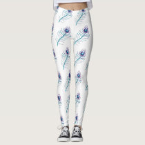 peacock feathers pattern all over printed legging