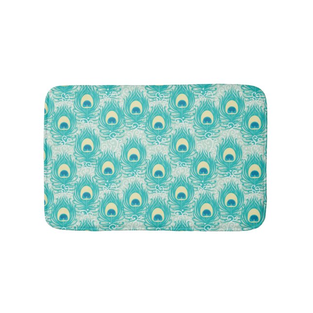 Peacock feathers pattern bath mat (Front)