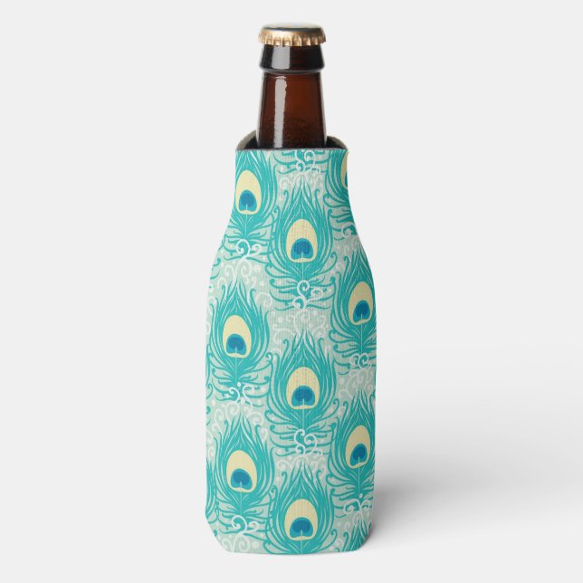 Peacock feathers pattern bottle cooler (Bottle Front)