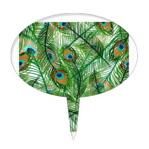Peacock feathers pattern cake topper