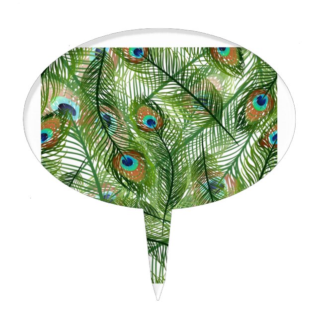 Peacock feathers pattern cake topper (Front)