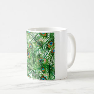 peacock feathers pattern coffee mug