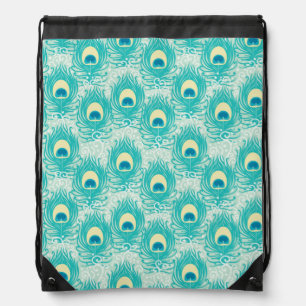 Peacock feathers pattern drawstring bag