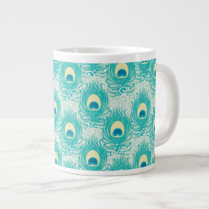 Peacock feathers pattern giant coffee mug