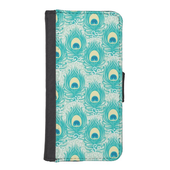 Peacock feathers pattern iPhone wallet case (Front)
