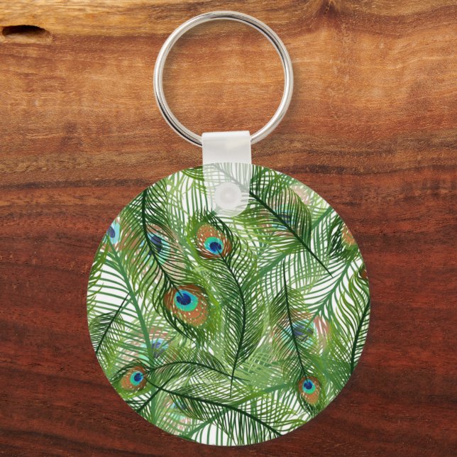 Peacock feathers pattern keychain (Front)