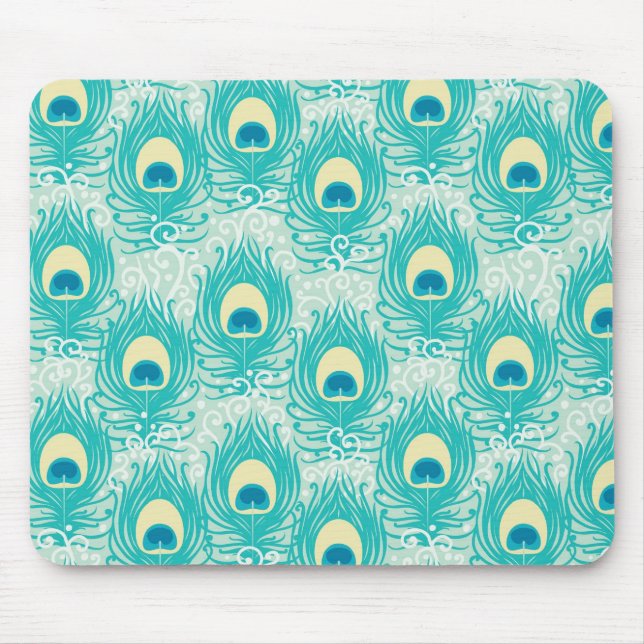 Peacock feathers pattern mouse pad (Front)