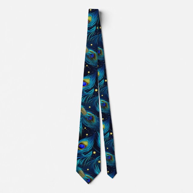 Peacock Feathers Pattern Neck Tie (Front)