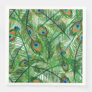 peacock feathers pattern paper dinner napkins
