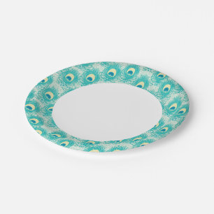 Peacock feathers pattern paper plates